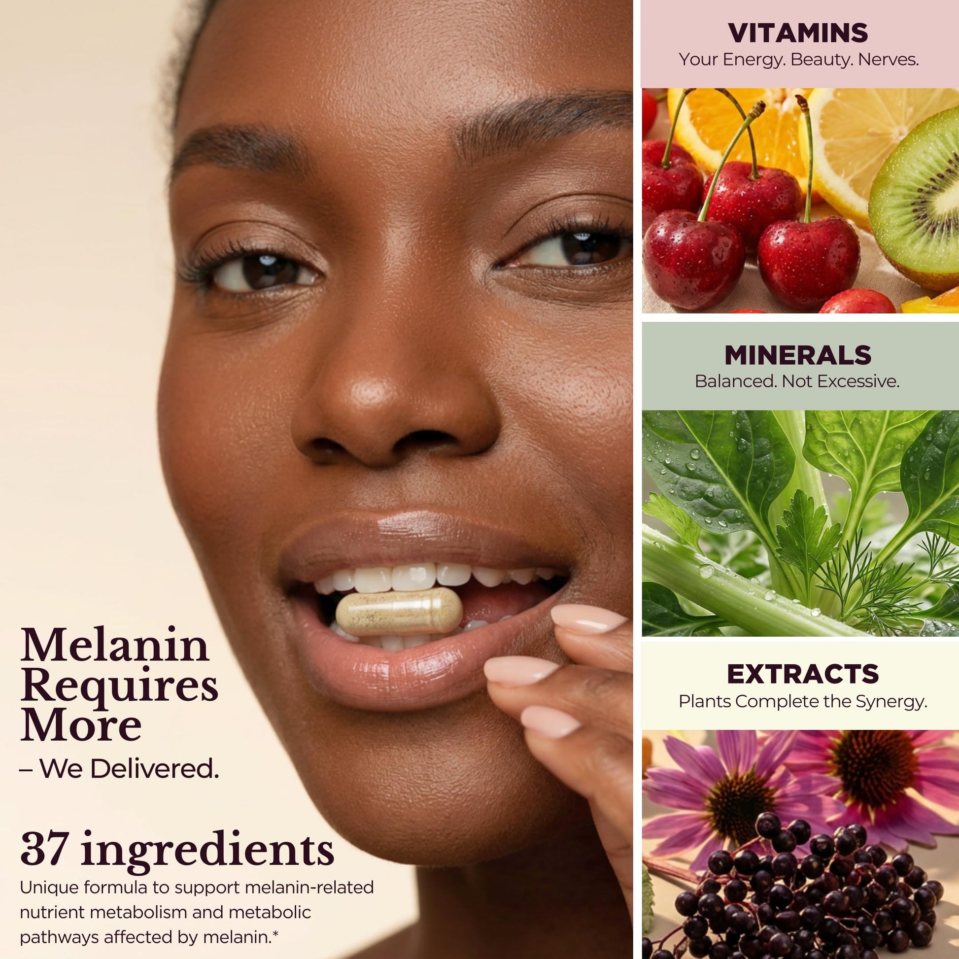 TODICAMP Melanin-Rich Physiology Women's Wellness Formula with 37 Active Ingredients - Daily Multivitamin for Women Hormone Balance, Energy Vitamins for Women, Biotin Supplement for Hair Skin & Nails TODICAMPBuy Supplements Australia