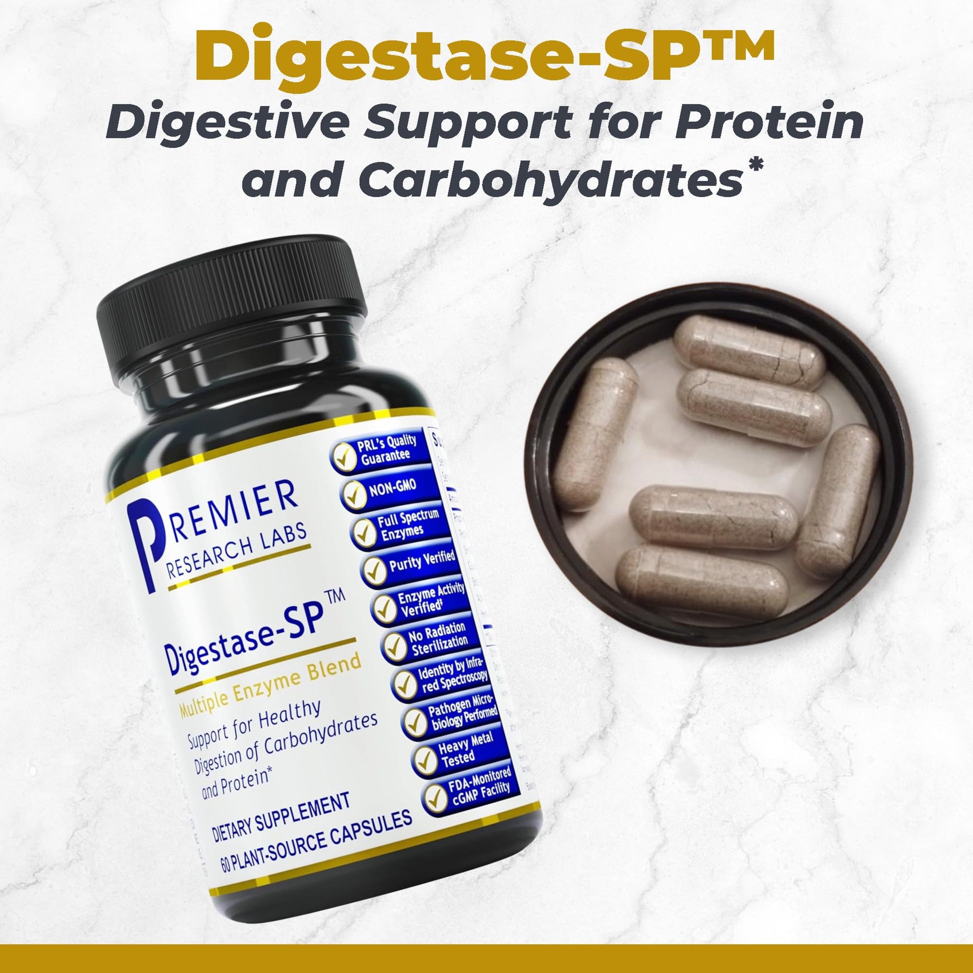 Premier Research Labs Digestase-SP - Enzymes for Digestion, Fermented Digestive Enzymes for Women & Men, Gut Health Support Pills with Peptidase, Hemicellulase - 60 Vegetarian Capsules Premier Research LabsBuy Supplements Australia