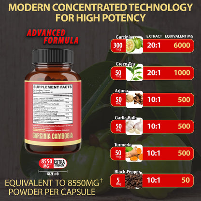 agobi Pure Garcinia Cambogia Capsules 8550mg - 6in1 with Green Tea, Arjuna, Garlic Bulb agobiBuy Supplements Australia