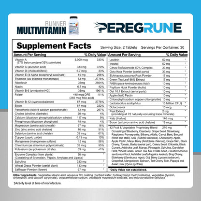 PEREGRUNE Runner Multivitamin & Joint Support Supplement | Antioxidants, Complete B-Complex & Probiotics to Support Energy PEREGRUNE