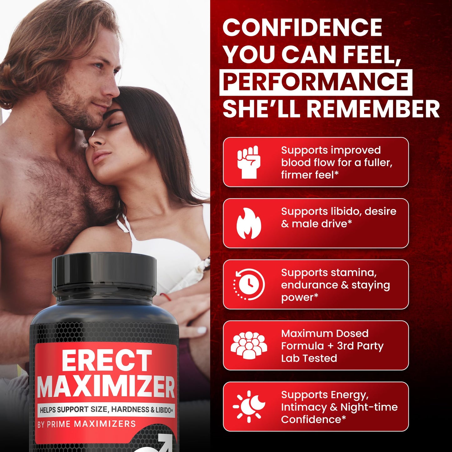 Premium Male Enhancement | Rapid Acting Blood Flow Support | Bigger, Rock Hard, Longer | 9 in 1 Intimacy Complex to Restore Confidence, California Manufactured, 3rd Party Tested – 90 Caps PRIME MAXIMIZERSBuy Supplements Australia