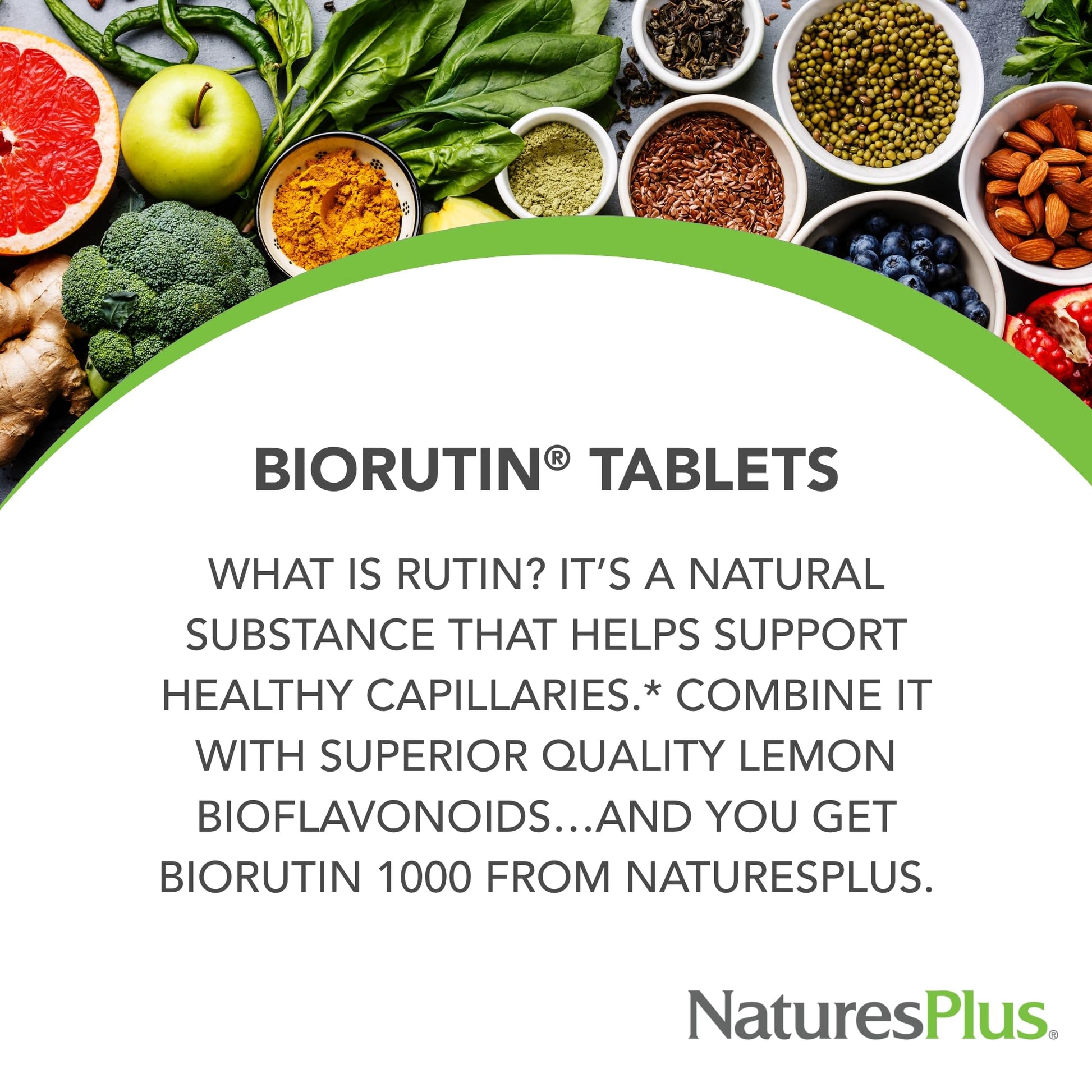 NaturesPlus Biorutin 1000 mg - 90 Tablets - Bioflavonoid & Rutin Complex - Supports Vascular Function & Circulation - Vegetarian, Gluten Free - 90 Servings NaturesPlusBuy Supplements Australia