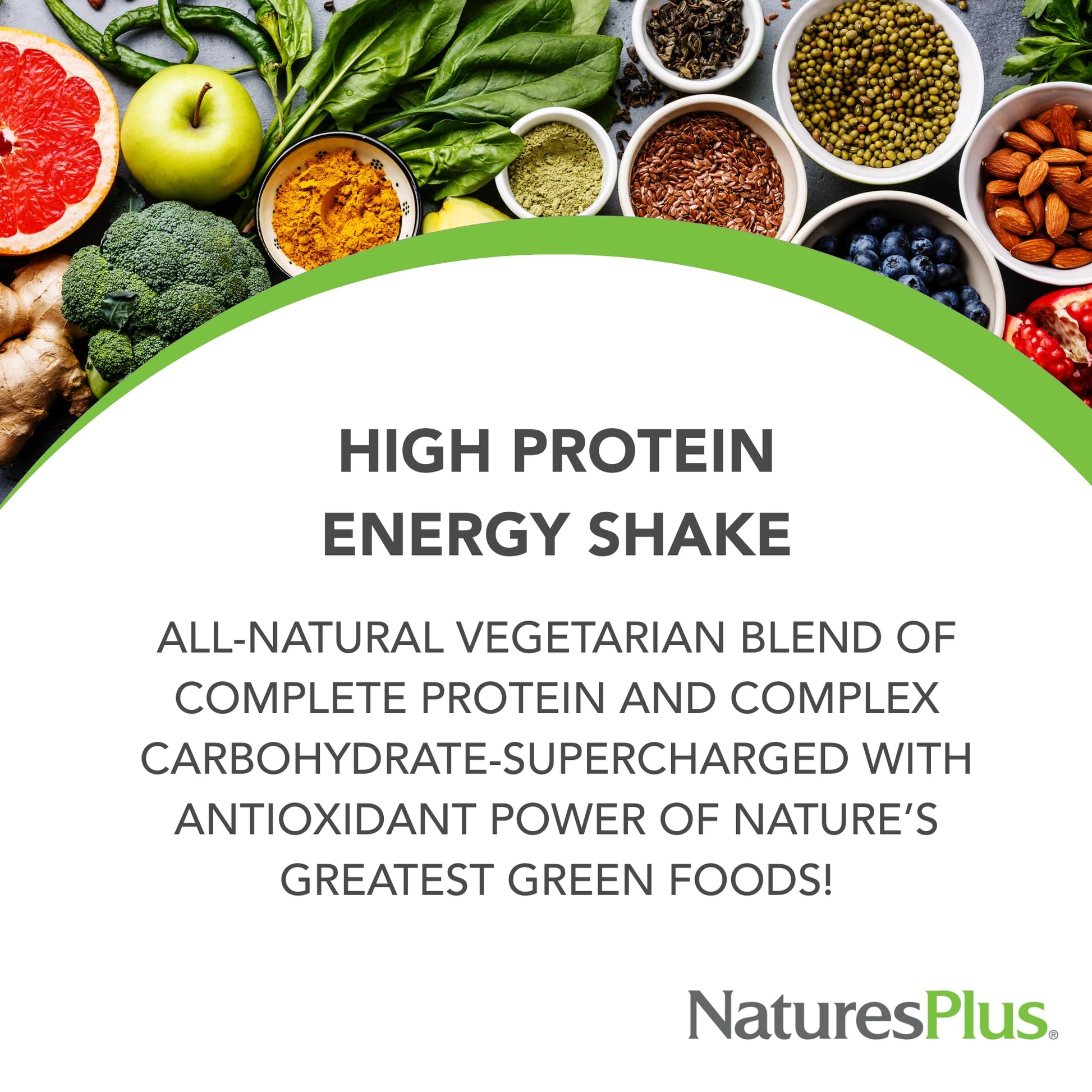 NaturesPlus FRUITEIN Revitalizing Green Foods Shake - 1.3 lbs - Plant-Based Protein (13g/Serving) - Supports Energy & Immune System - Vegetarian, Gluten Free & Non-GMO - 16 Servings NaturesPlusBuy Supplements Australia
