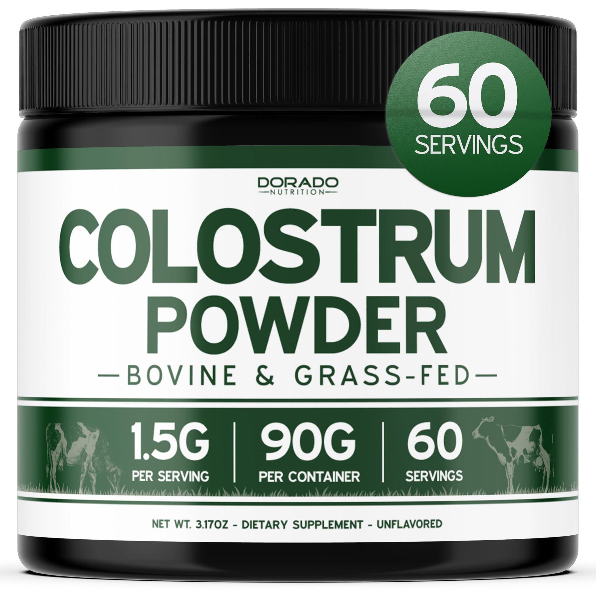 Colostrum Supplement Powder 90g (60 Servings of 1.5g Pure Bovine Colostrum Std. to Contain 20% IgG Immunoglobulins) Grass Fed Powder - No Fillers, Third Party Tested, Unflavored & Non-GMO DORADO NUTRITIONBuy Supplements Australia