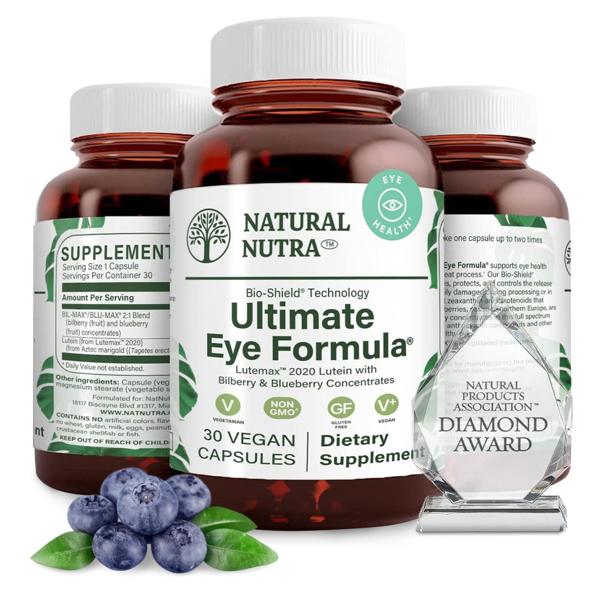 Natural Nutra Ultimate Eye Health Supplement - Bilberry & Blueberry Extract Blend for Day and Night Vision Support, Promotes Color Perception & Eye Clarity - Non-GMO, Vegan - 30 Capsules (Pack of 3) Natural NutraBuy Supplements Australia