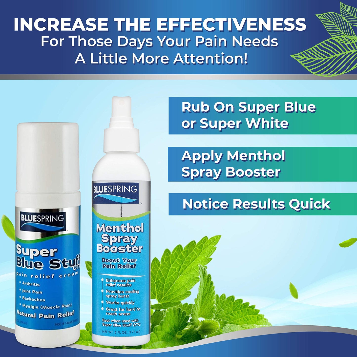 Super Blue Stuff Natural Pain Relief roll on with Emu Oil by BlueSpring- Pain relief rub Anti Inflammatory Analgesic Cream for Back, Knee, Joint, Muscle, Arthritis, and neck Pain Relief- 3 Oz roll-on. Emu TherapyBuy Supplements Australia