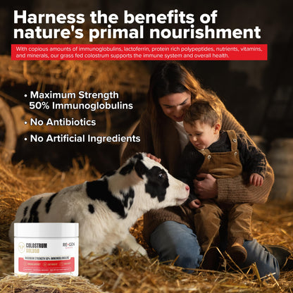 Re+Gen Nutrition Colostrum Gold 50 Bovine Colostrum Powder for Gut Health, Immune Support & Muscle Recovery – 50% IgG Concentration, Grass Fed, Gluten Free, No Artificial Ingredients Re+Gen NutritionBuy Supplements Australia