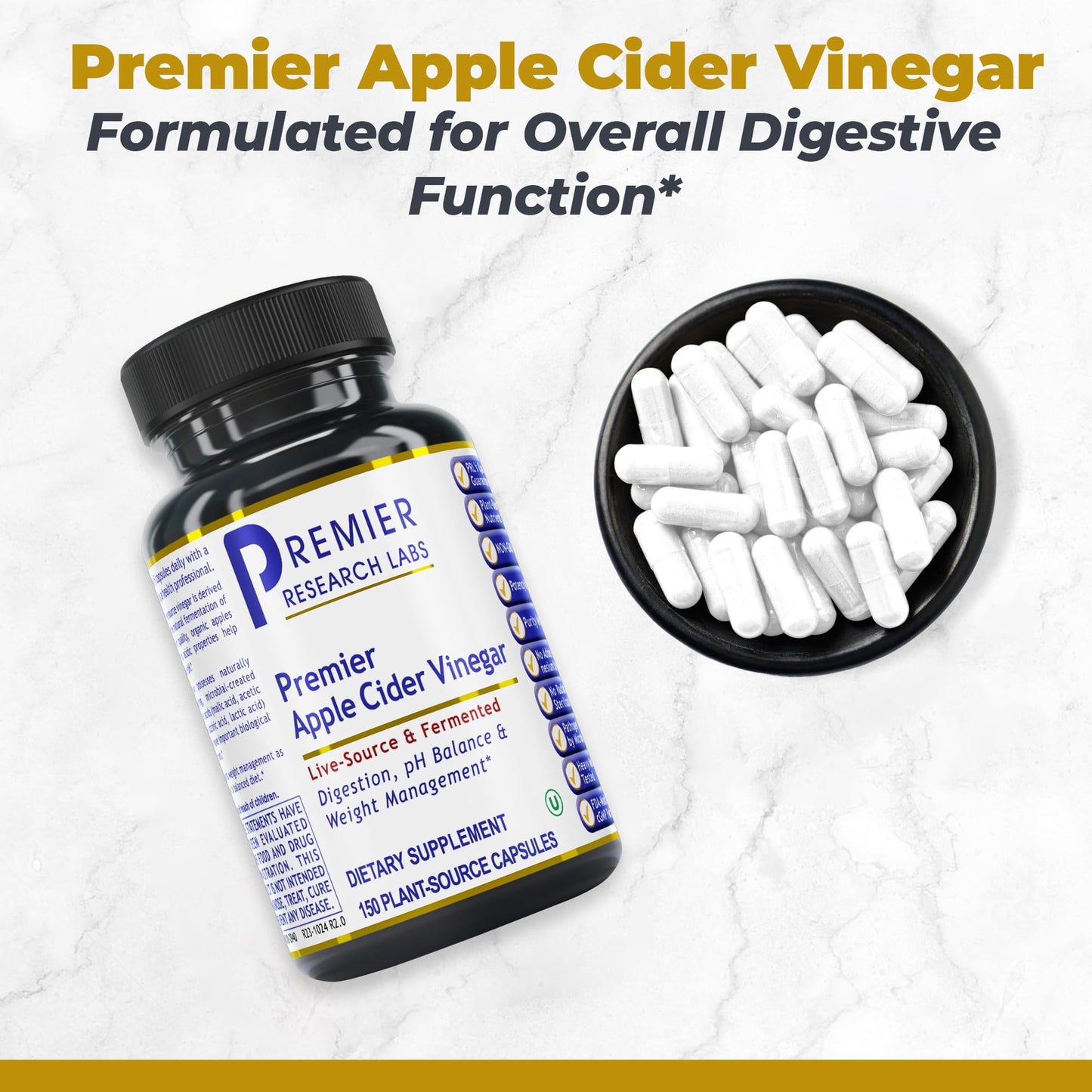Premier Research Labs Apple Cider Vinegar Capsules - ACV Capsules, Apple Cider Vinegar Pills, Supplement for Digestion, pH Balance, Microbiome Health for Women and Men - 150 Vegetarian Capsules Premier Research LabsBuy Supplements Australia
