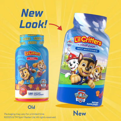 L’il Critters Paw Patrol Gummy Vites Daily Gummy Multivitamin for Kids, Vitamin C, D3 for Immune Support Cherry, Orange Lil CrittersBuy Supplements Australia