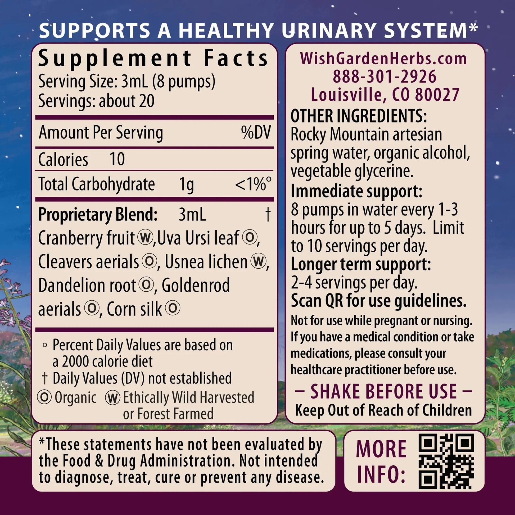 WishGarden Herbs Urinary Strength, Liquid Herbal Tincture, Cranberry, Uva Ursi & Usnea, Supports Urinary Tract Health, Eases Discomfort, Promotes Microbial Balance, 2oz WishGardenBuy Supplements Australia