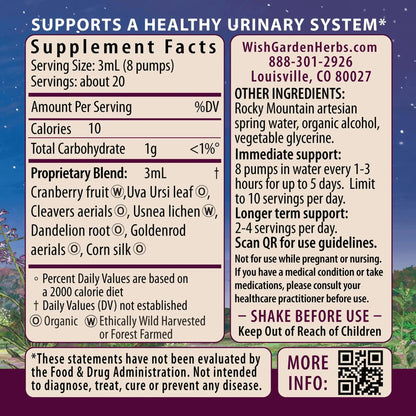 WishGarden Herbs Urinary Strength, Liquid Herbal Tincture, Cranberry, Uva Ursi & Usnea, Supports Urinary Tract Health, Eases Discomfort, Promotes Microbial Balance, 2oz WishGardenBuy Supplements Australia