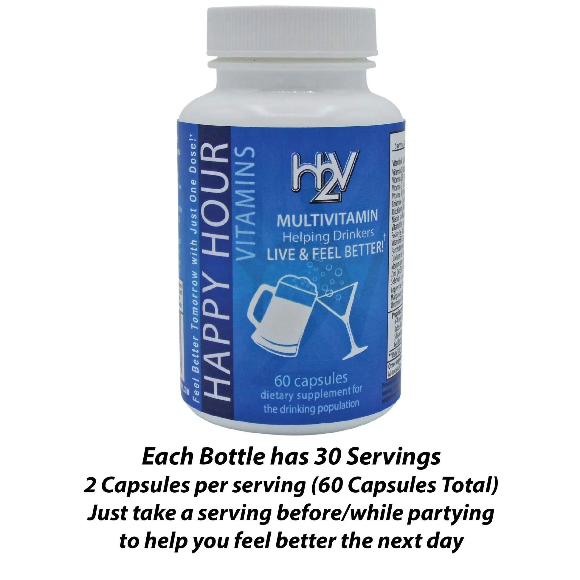 Happy Hour Vitamins Bottle - Multivitamin Formulated for Better Mornings – Live & Feel Better with Milk Thistle, Prickly Pear Cactus Happy Hour Vitamins