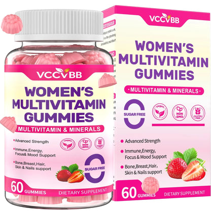 VCCVBB All-in-One Women's Multivitamin Gummies with Complete Vitamin & Mineral Complex, Herbal Blends for Energy, Overall Health VCCVBB