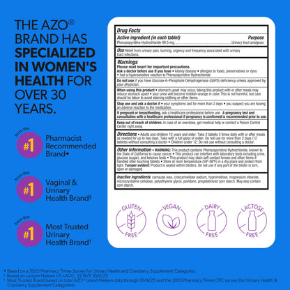 AZO Urinary Pain Relief Maximum Strength, Fast relief of UTI Pain, Burning & Urgency, Targets Source of Pain, #1 Most Trusted Brand, 24 Tablets AZOBuy Supplements Australia