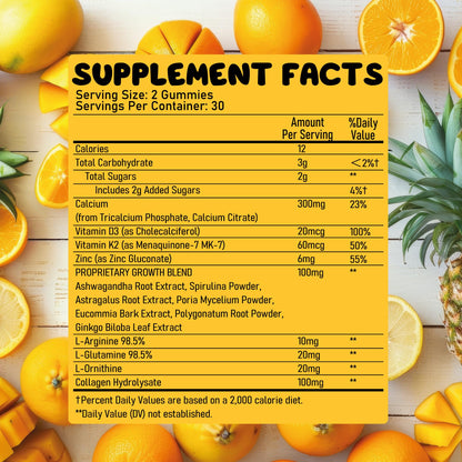 Juneno Height Growth Vitamins Supplement Gummies - Grow Taller for Teens Kids Boys Girls - Natural Height Increaser Maximizer Multivitamin JunenoBuy Supplements Australia