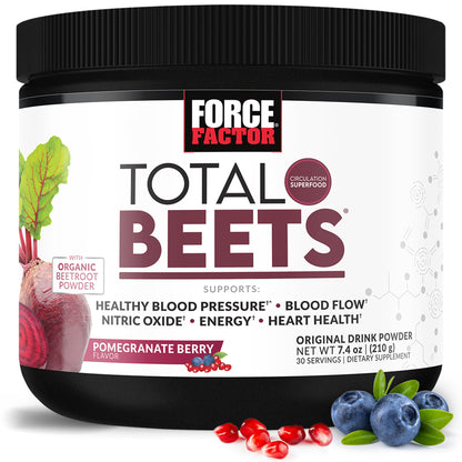 Force Factor Total Beets Drink Mix Superfood Powder with Nitrates to Support Circulation, Blood Flow, Nitric Oxide, Energy, Endurance, and Stamina