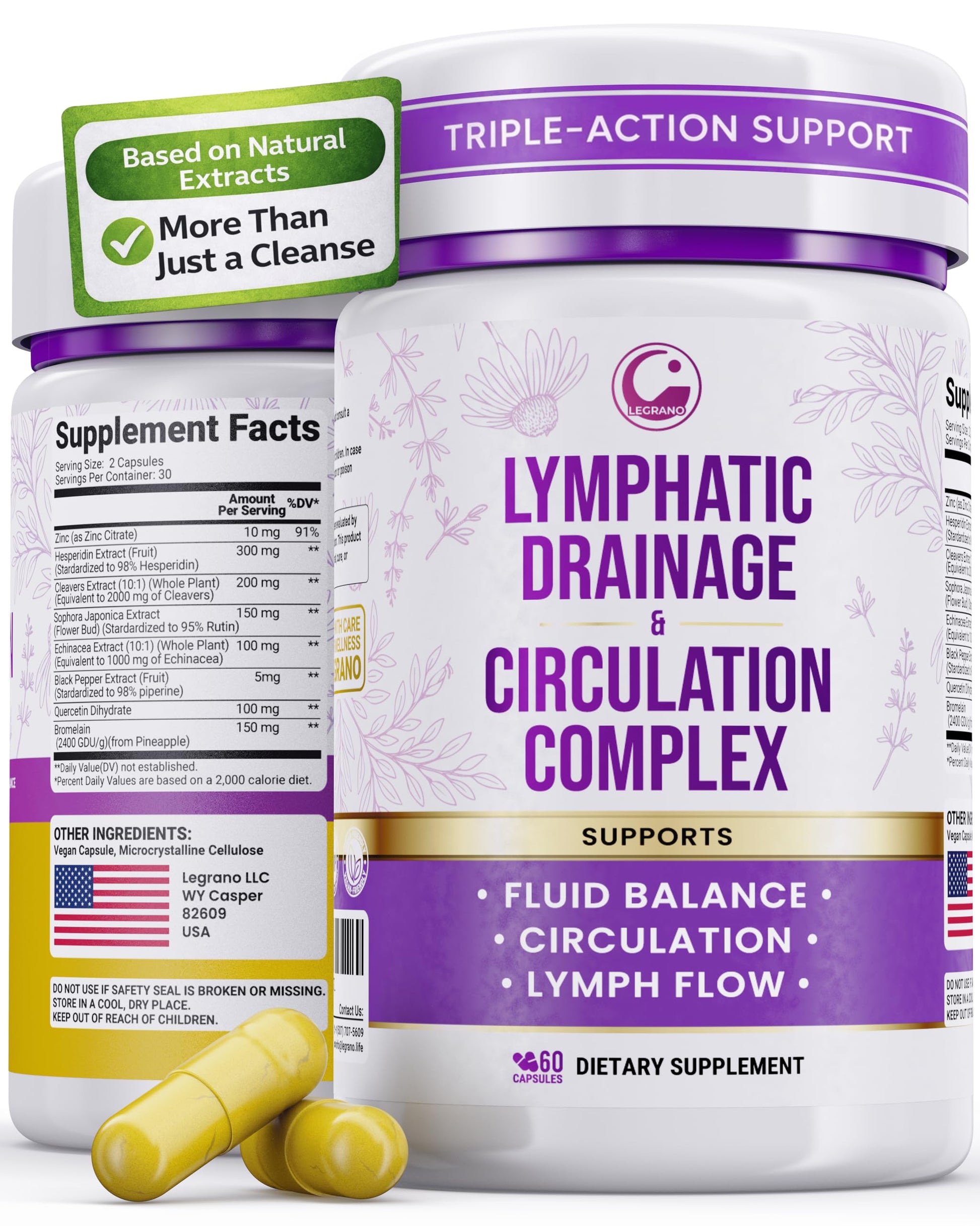 Advanced Lymphatic Drainage Supplements – Lymphatic Cleanse & Lymph System Support with Hesperidin, Rutin, Quercetin with Bromelain – Herbal Lymphatic Support Formula – 60 Capsules LEGRANOBuy Supplements Australia