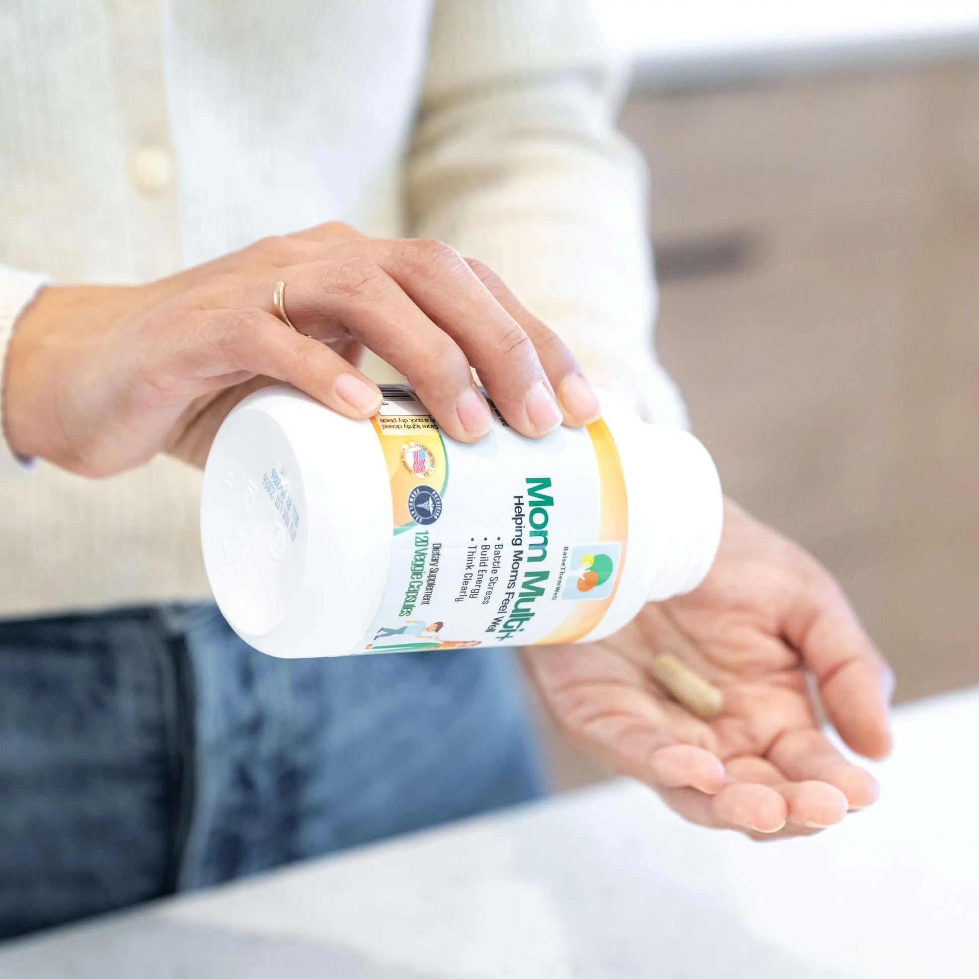 Raise Them Well Mom Multi+ Daily Multivitamin for Women with Active Folate, Adaptogens & Bacopa, Energy, Stress & Cognitive Support, 120 Veggie Capsules Raise Them Well