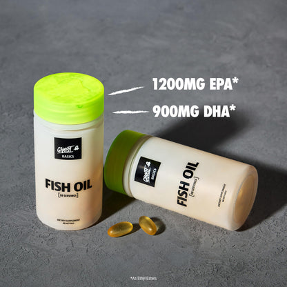 GHOST Basics Fish Oil Supplement, 3000MG Daily Omega 3 Fatty Acids with DHA & EPA for Brain, Heart Health & Immunity Support - Gluten-Free & Soy-Free - 60 Enteric Coated Softgels GHOSTBuy Supplements Australia