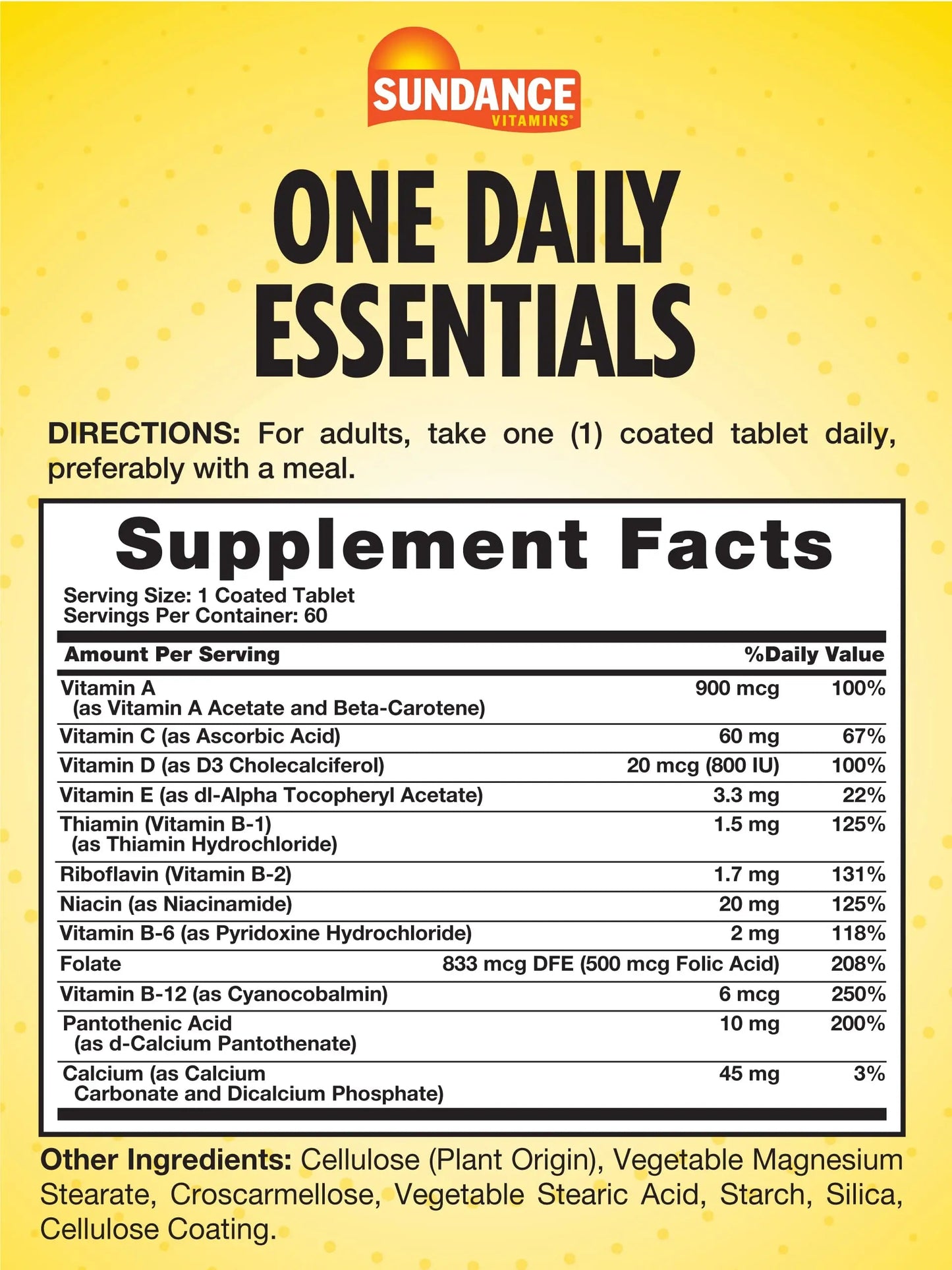 Sundance Daily Multivitamin for Adults | 60 Tablets | High Potency Formula | Non-GMO and Gluten Free Supplement Sundance