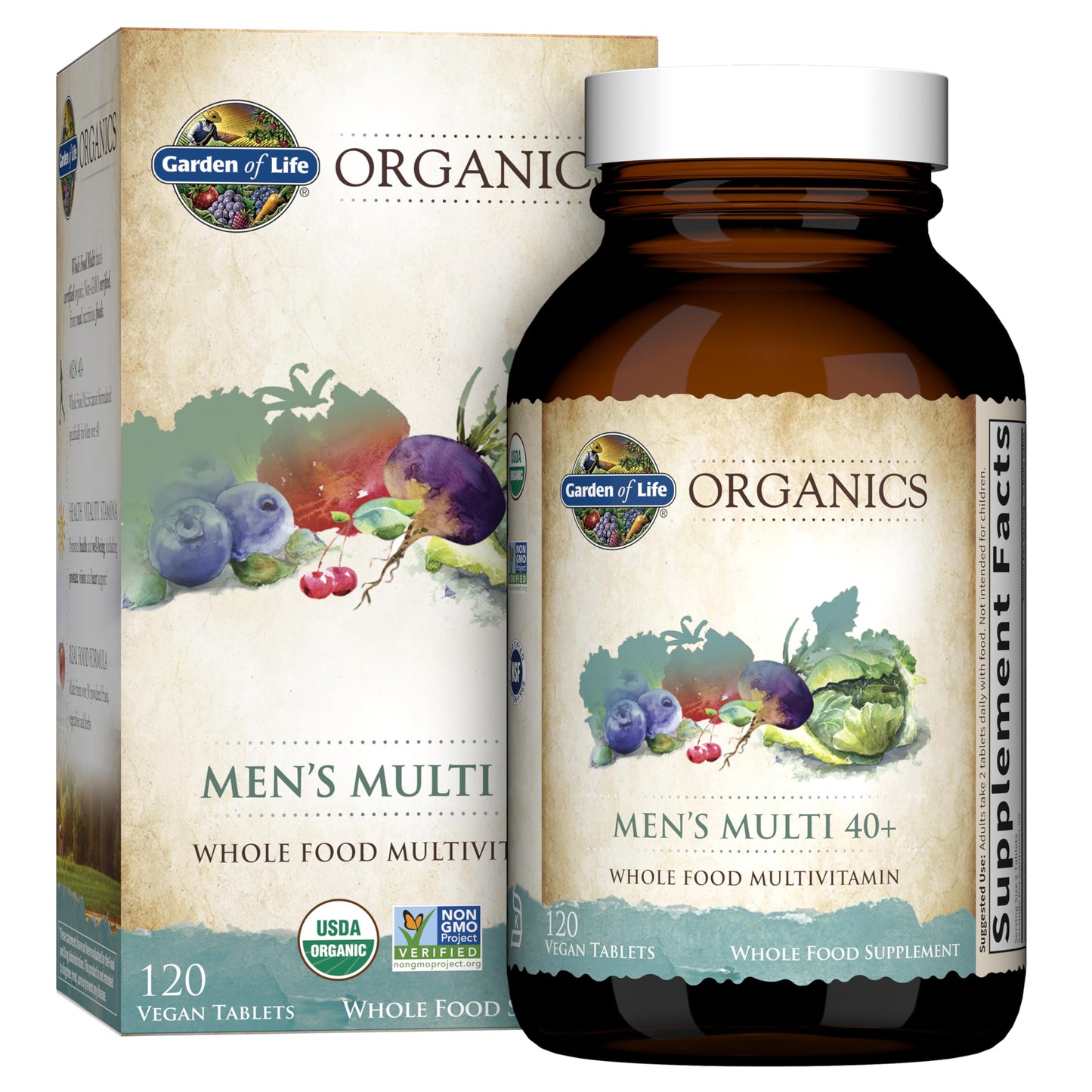 Garden of Life Organics Men's 40+ Multivitamin with Prostate Support, B12 & Vitamins – Vegan Daily Whole Food Multivitamin