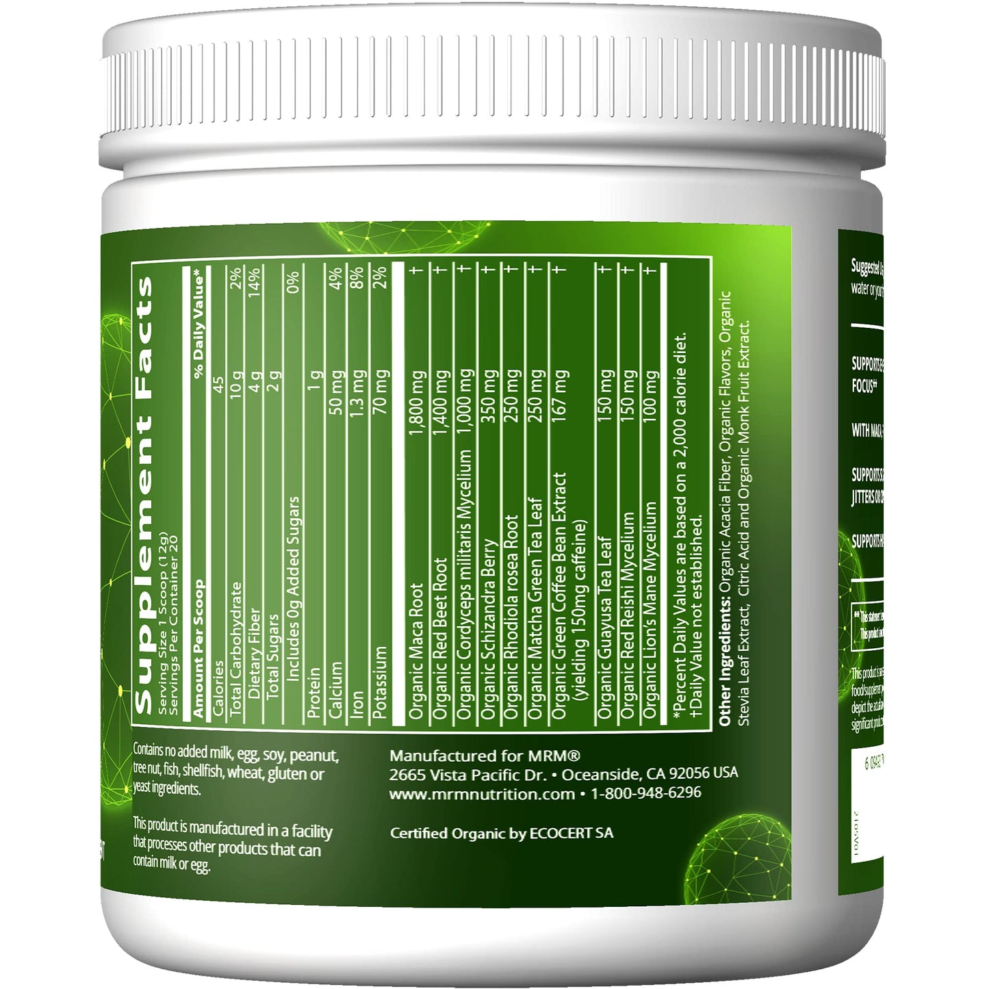 MRM Nutrition Organic Pre-Workout Powder | Black Cherry Flavored | Superfoods MRMBuy Supplements Australia