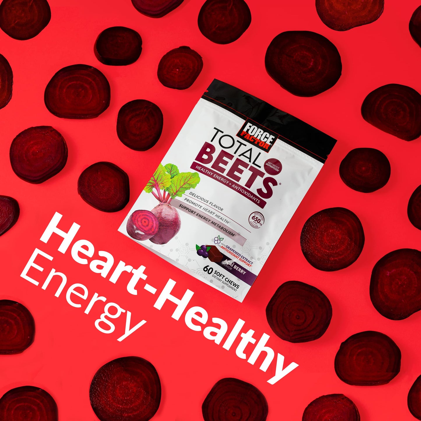 Force Factor Total Beets Soft Chews with Beetroot, Nitrates, L-Citrulline, Grapeseed Extract Force FactorBuy Supplements Australia