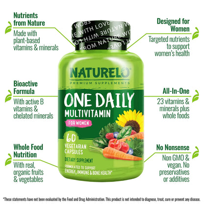 NATURELO Teen Multivitamin - Whole Food, 60 Capsules and One Daily Multivitamin for Women, 60 Capsules - 2 Month Supply Bundle NATURELOBuy Supplements Australia