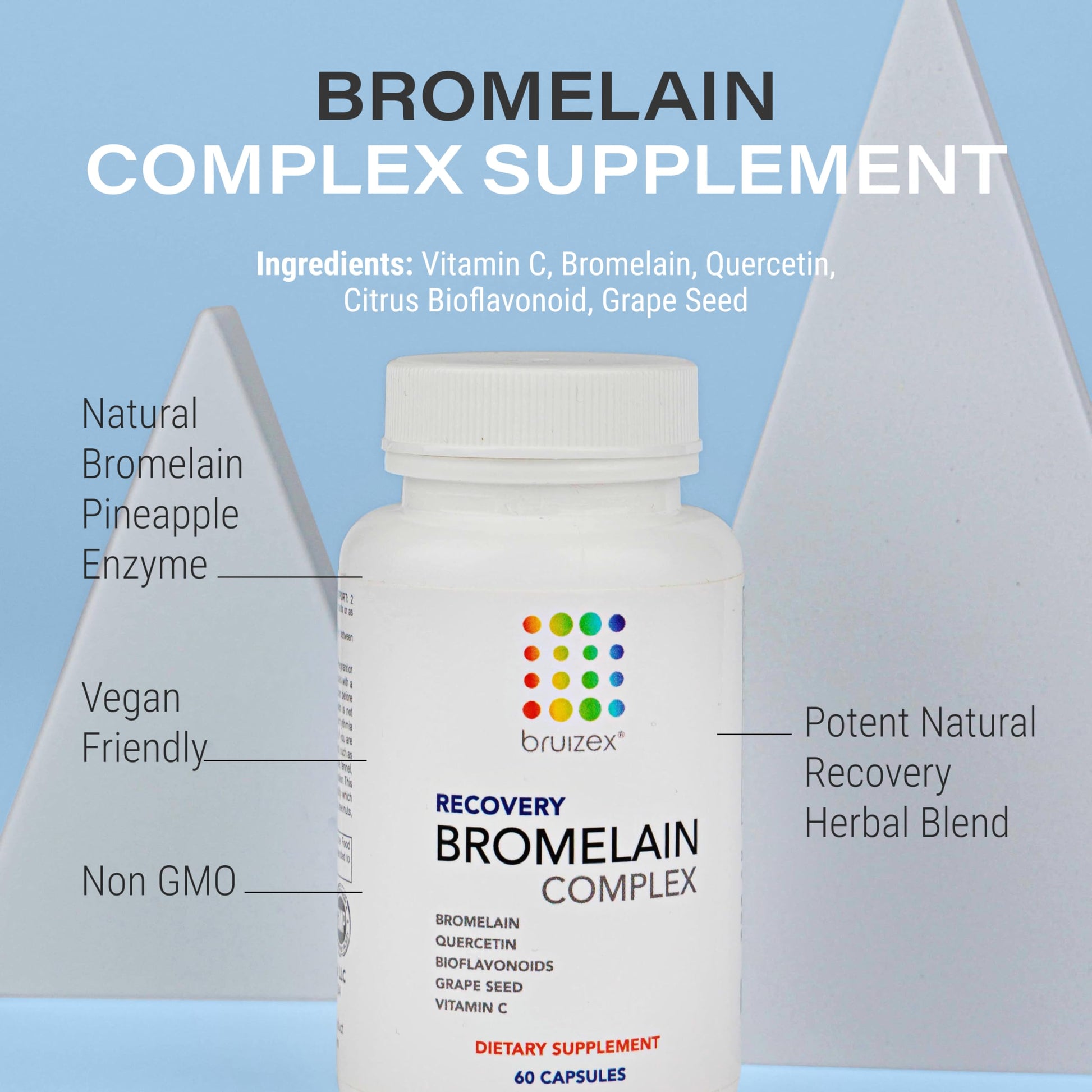 Bruizex Bromelain & Quercetin Recovery Complex - Post Surgery Recovery Bruising, Swelling Relief, Lymphatic Drainage - Post 360 lipo, BBL, Liposuction, Tummy Tuck - Non GMO - 60 Capsules BruizexBuy Supplements Australia