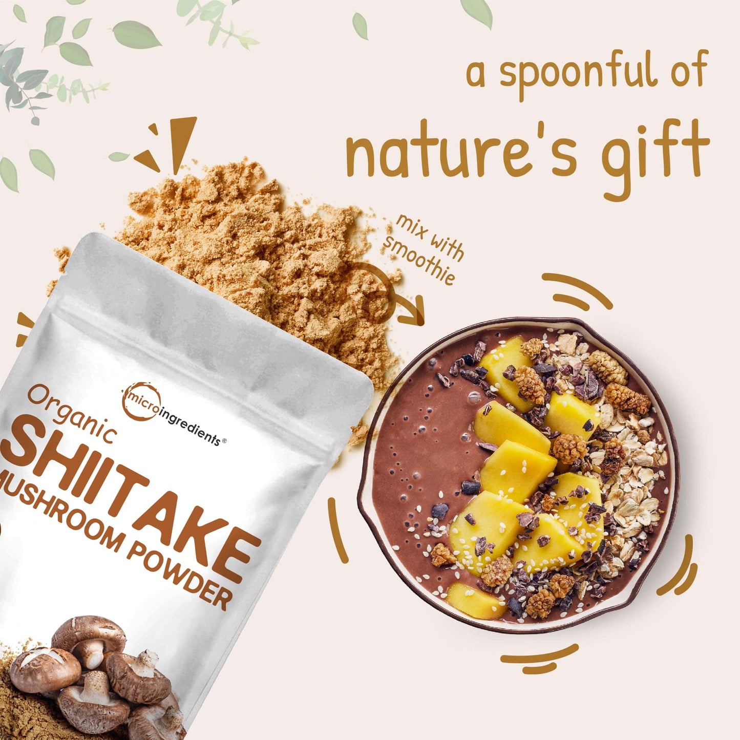 Sustainably US Grown, Organic Shiitake Mushrooms Powder, 8 Ounce Micro IngredientsBuy Supplements Australia