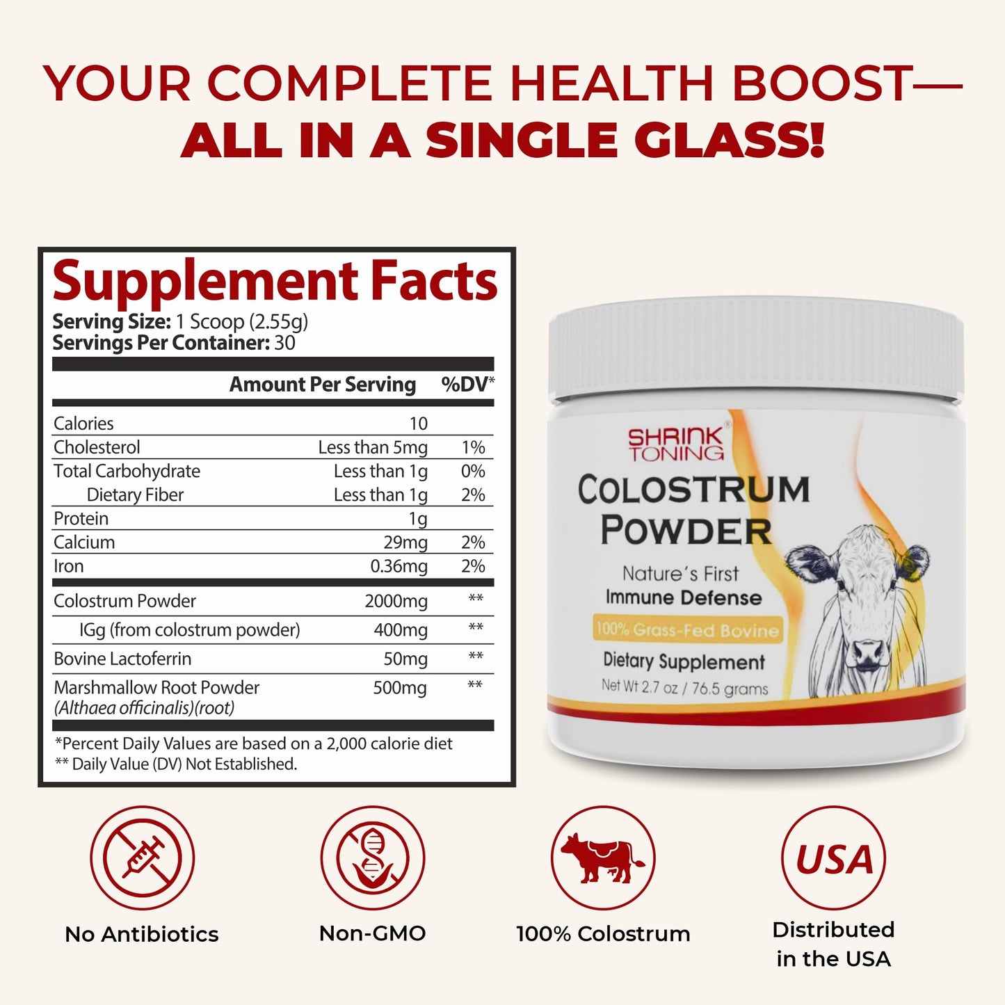 Shrink Colostrum Powder 2.7 oz – Natural Bovine Colostrum Supplement for Overall Health shrinkBuy Supplements Australia