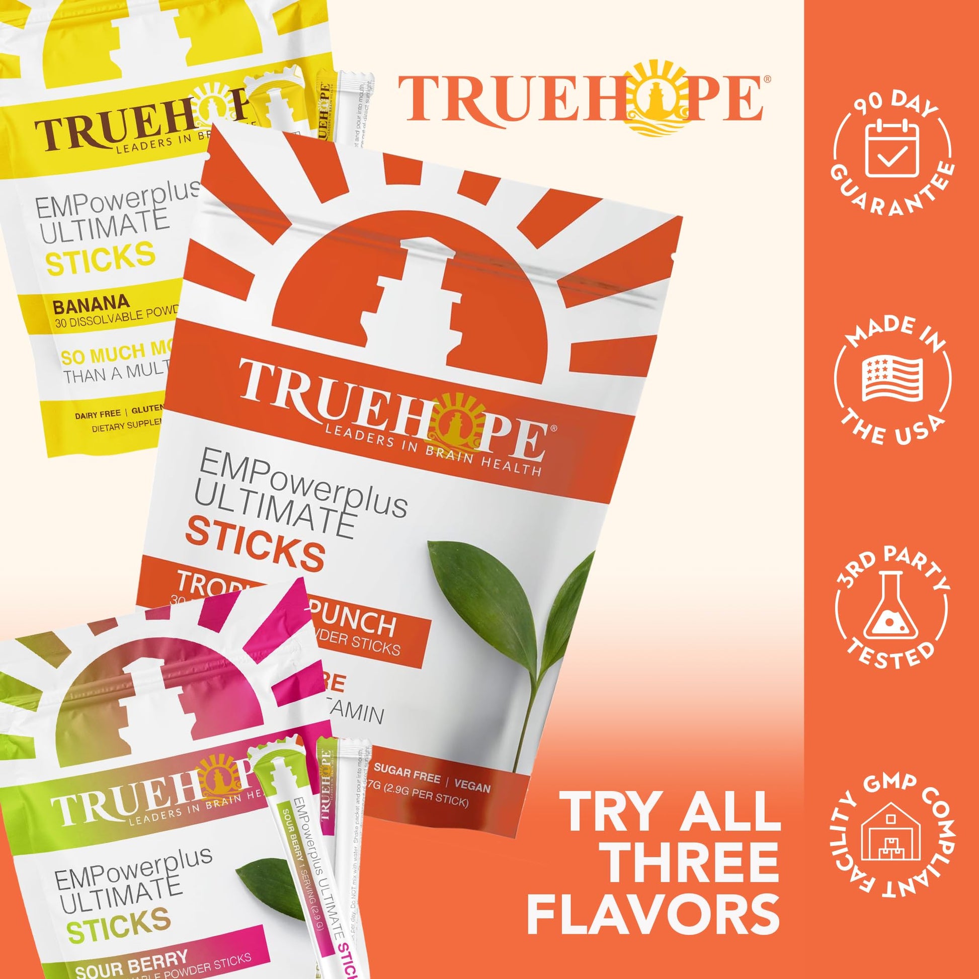 Truehope Multivitamin Nootropic Pouches with Inositol - Once-Per-Day EMPowerplus Ultimate Sticks - 30 Count (Tropical) TruehopeBuy Supplements Australia