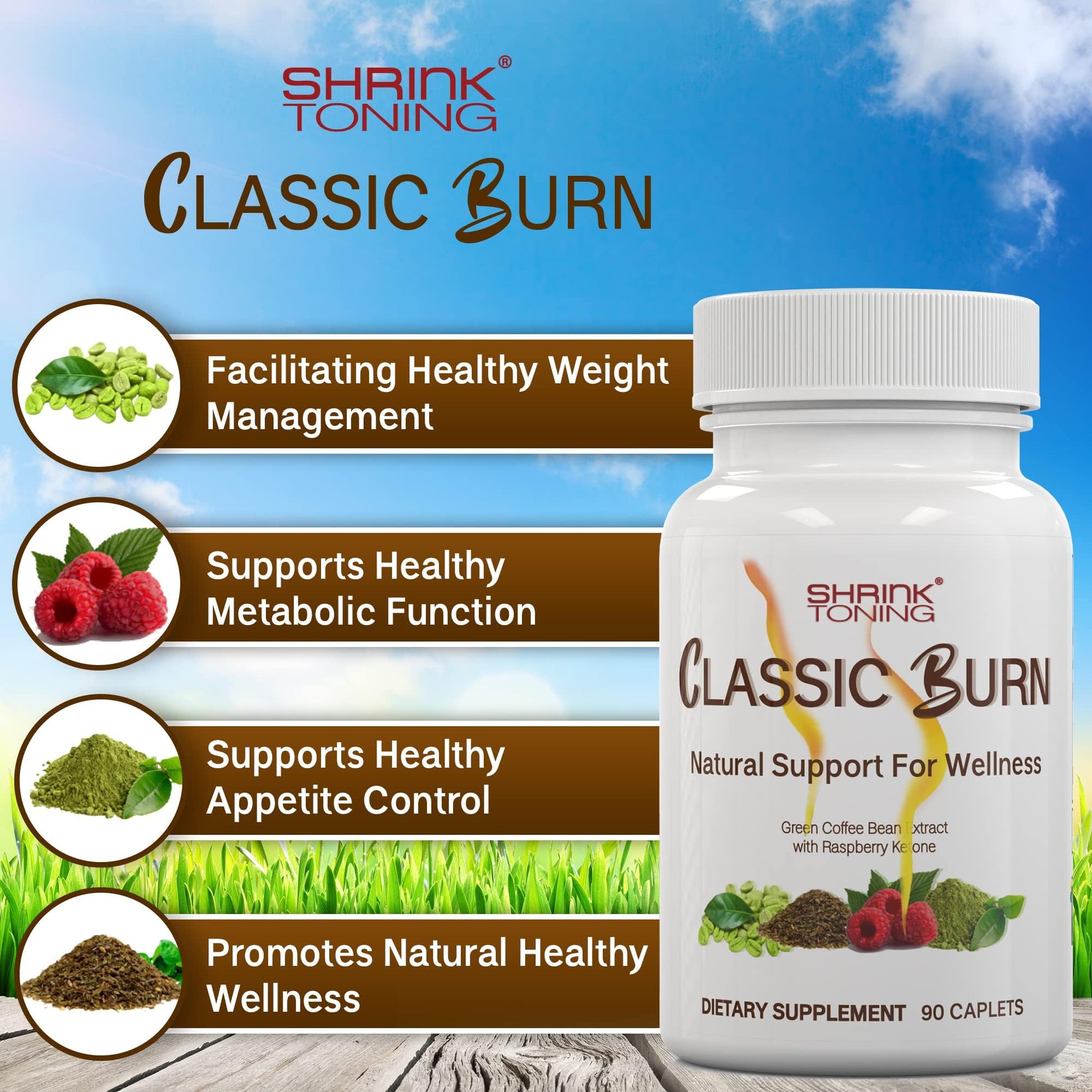 shrink Classic Burn - Pure Green Coffee Bean Extract and Raspberry Ketones with 45% shrinkBuy Supplements Australia