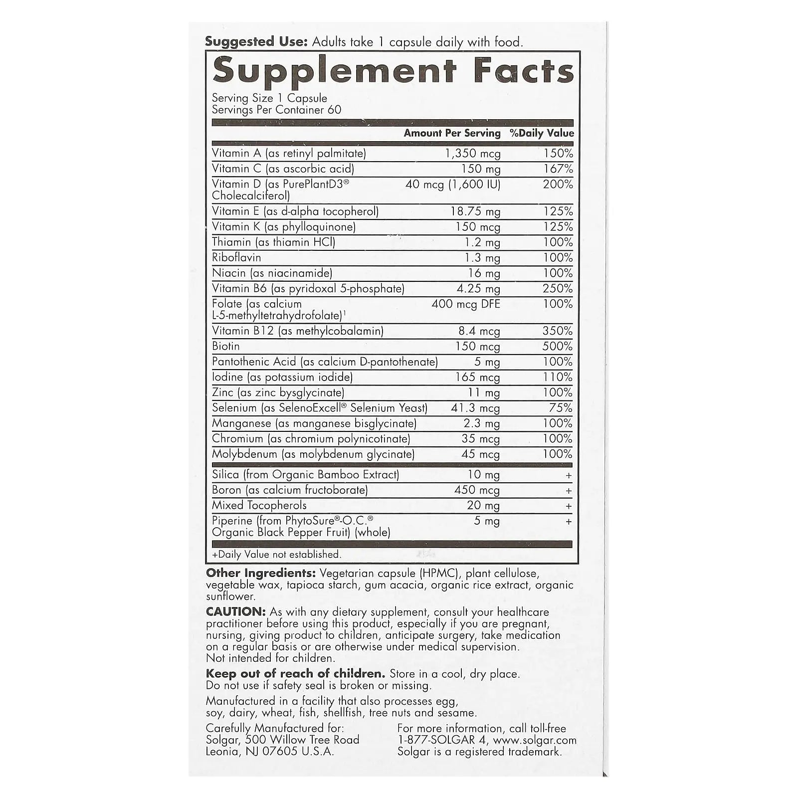 Solgar One Daily Women's Multi 50+ Whole Body Support for Women 50 and Older - Highly Absorbable Heart, Bone & Breast Health SolgarBuy Supplements Australia