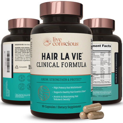 Hair La Vie Live Conscious Clinical Formula Hair Growth Vitamins for Women and Men w/Biotin, Collagen & Saw Palmetto (Pack of 1) Hair La VieBuy Supplements Australia