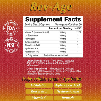 ALFA VITAMINS Rev-Age Cellular Repair Supplement for Anti-Aging & Immune System Support - 60 Capsules ALFA VITAMINSBuy Supplements Australia