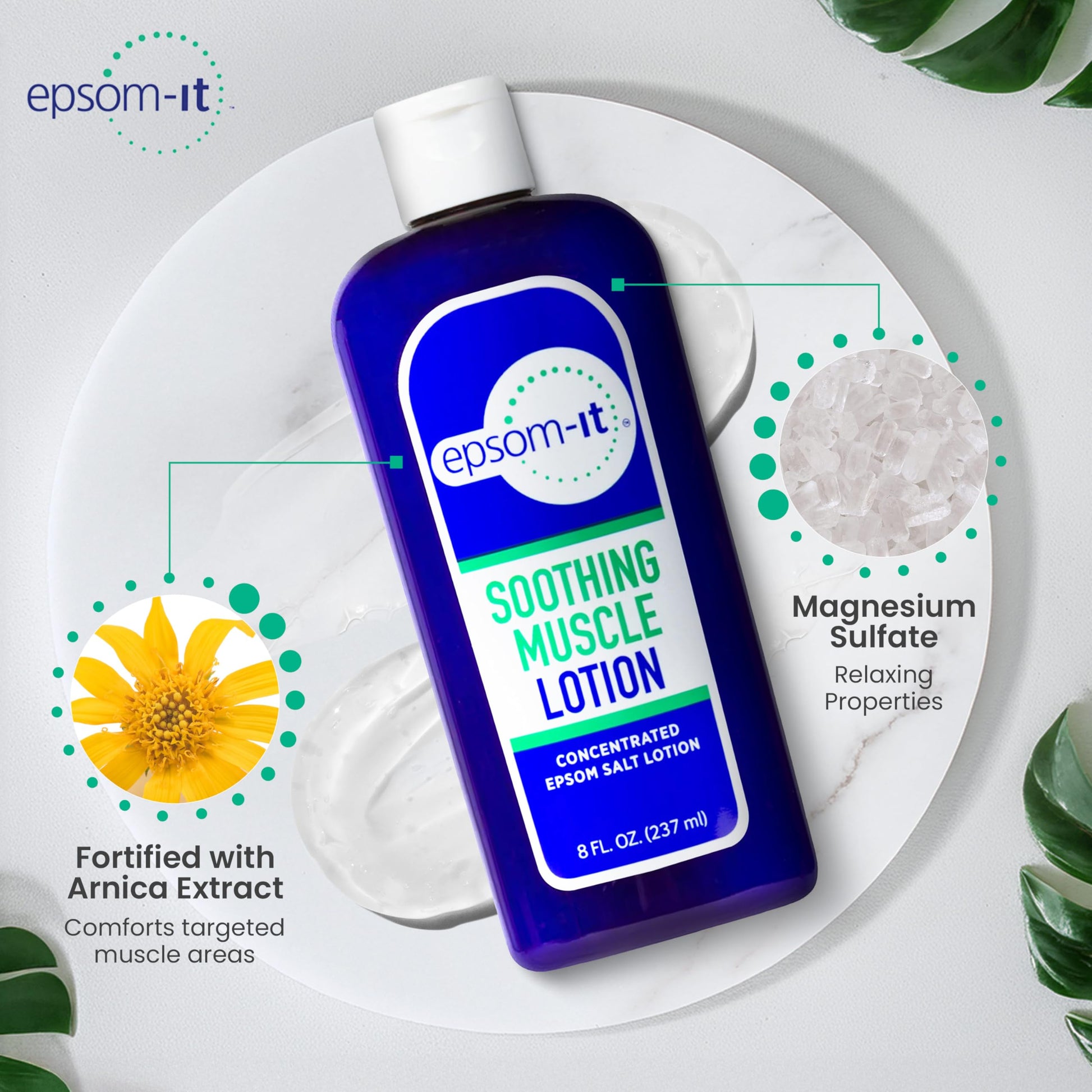 Epsom-It Soothing Muscle Magnesium Lotion – Epsom Salt Topical Cream with Arnica and Magnesium Sulfate - Designed for Muscle Stiffness, Leg Cramps, Feet, Knees and Achy Feet - 8.0 oz EPSOM-ITBuy Supplements Australia