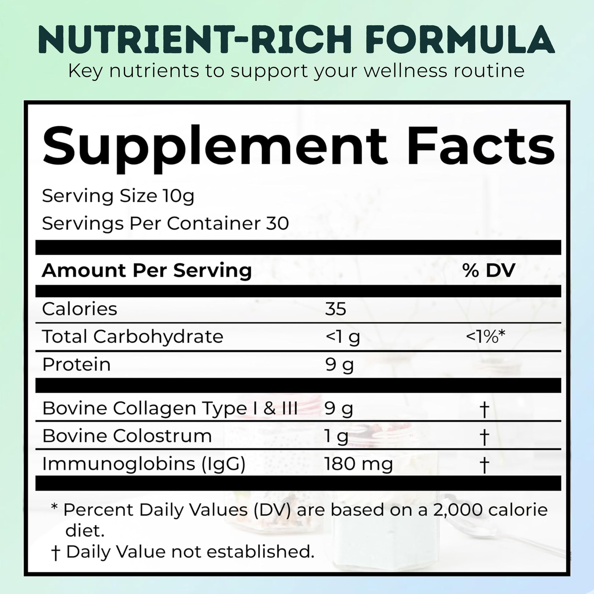 Bovine Colostrum and Hydrolyzed Collagen Peptides Powder Supplement for Women & Men - Supports Gut Health, Joint & Bone Health, Hair Skin Nails - Grass-Fed, Non-GMO, Gluten Free, 300g (30 Servings) OVIDABuy Supplements Australia