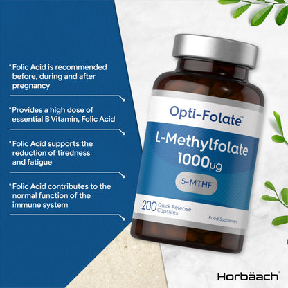 L-Methylfolate 1000ug | 200 Capsules | 5-MTHF Folate Supplement | Active Form HorbäachBuy Supplements Australia