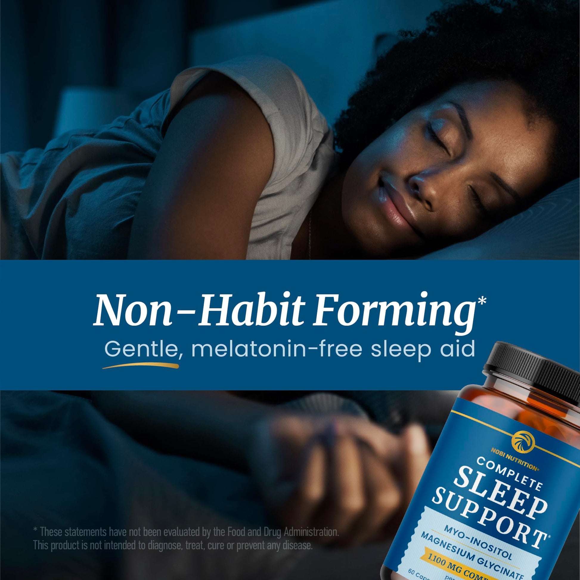 Complete Sleep Support | Myo Inositol + Magnesium Glycinate | Restful Sleep & Relaxation Support | 1100MG Complex | Melatonin-Free, Non-GMO | Inositol Supplement with Magnesium-Glycinate | 60 Ct Nobi NutritionBuy Supplements Australia