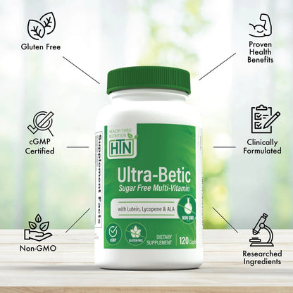 Health Thru Nutrition Ultra-Betic Multivitamin 120 Count | Supports Nerve, Vision, Energy | with ALA, Lycopene | Health Thru NutritionBuy Supplements Australia