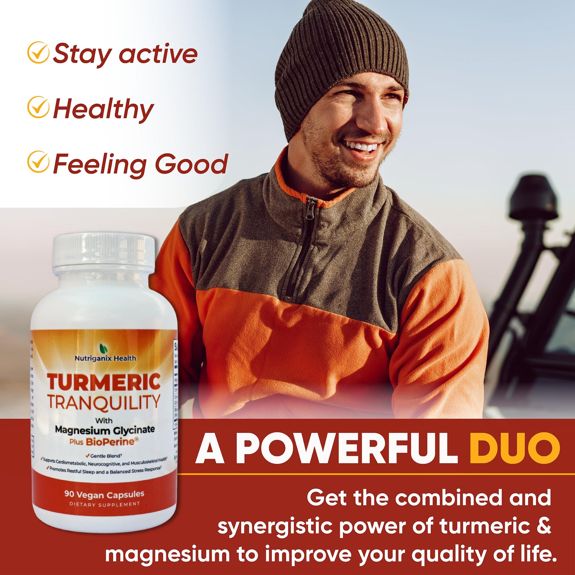 Turmeric Tranquility Turmeric Curcumin & Magnesium Glycinate with BioPerine – Support for Stress Relief, Sleep, Heart Health, Muscles, Metabolism, and Joint Health* - High Absorption - 90 Capsules (1) NutriganixBuy Supplements Australia