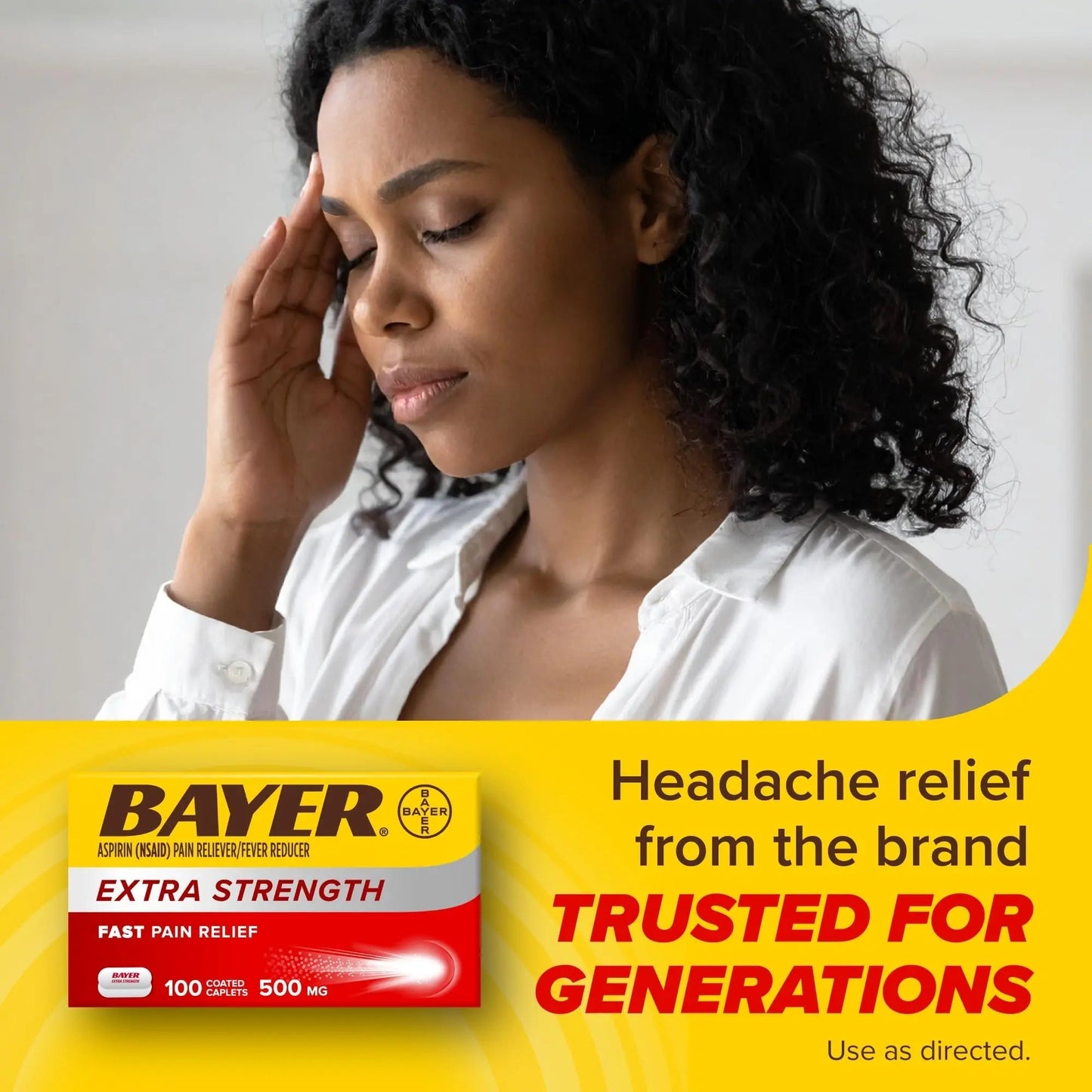 Bayer Aspirin Extra Strength, Aspirin 500mg, Pain Relief Pills, Fever Reducer and Headache Relief for Adults, 100 ct BayerBuy Supplements Australia