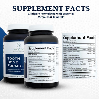 Living Well with Dr. Michelle Tooth & Bone Formula - Supplement with Calcium for Bone Strength & Tooth Enamel Support, D3 + K2, 120 Capsules, Non-GMO, Gluten-Free Living Well with Dr. MichelleBuy Supplements Australia