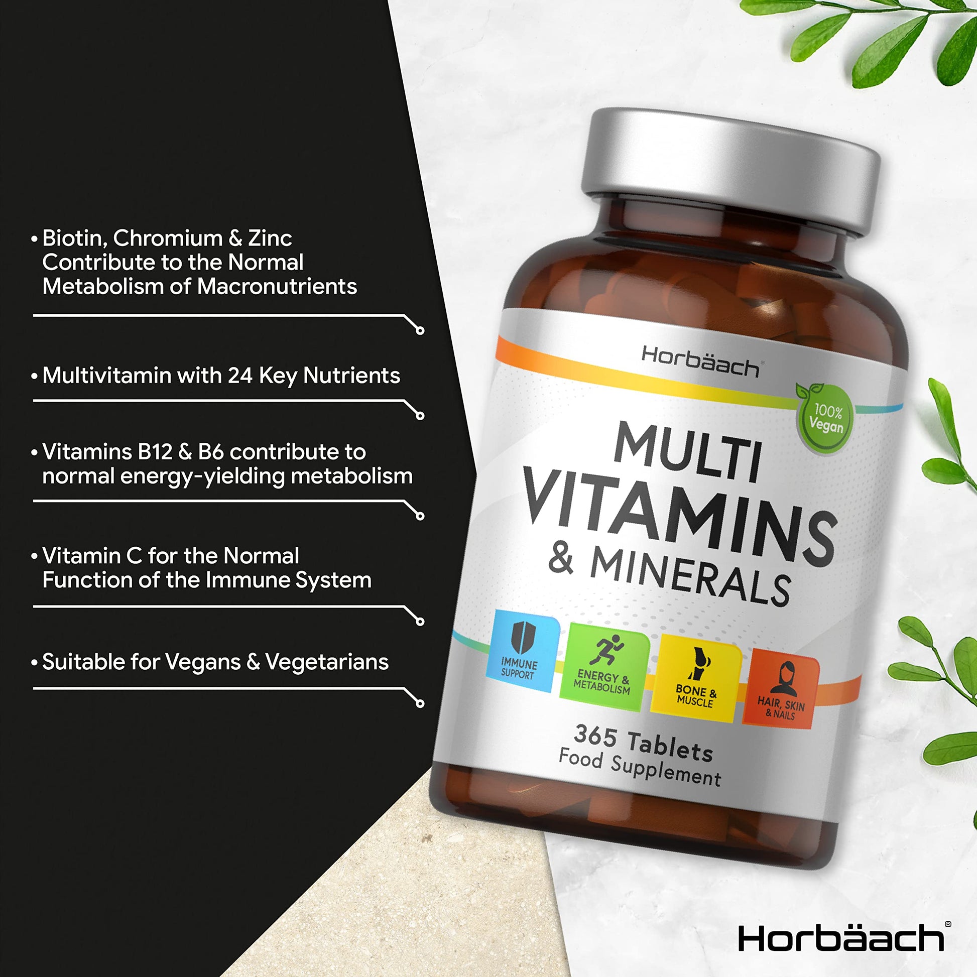 Multivitamin Tablets for Men and Women | 365 Count | with 24 Essential Nutrients HorbäachBuy Supplements Australia