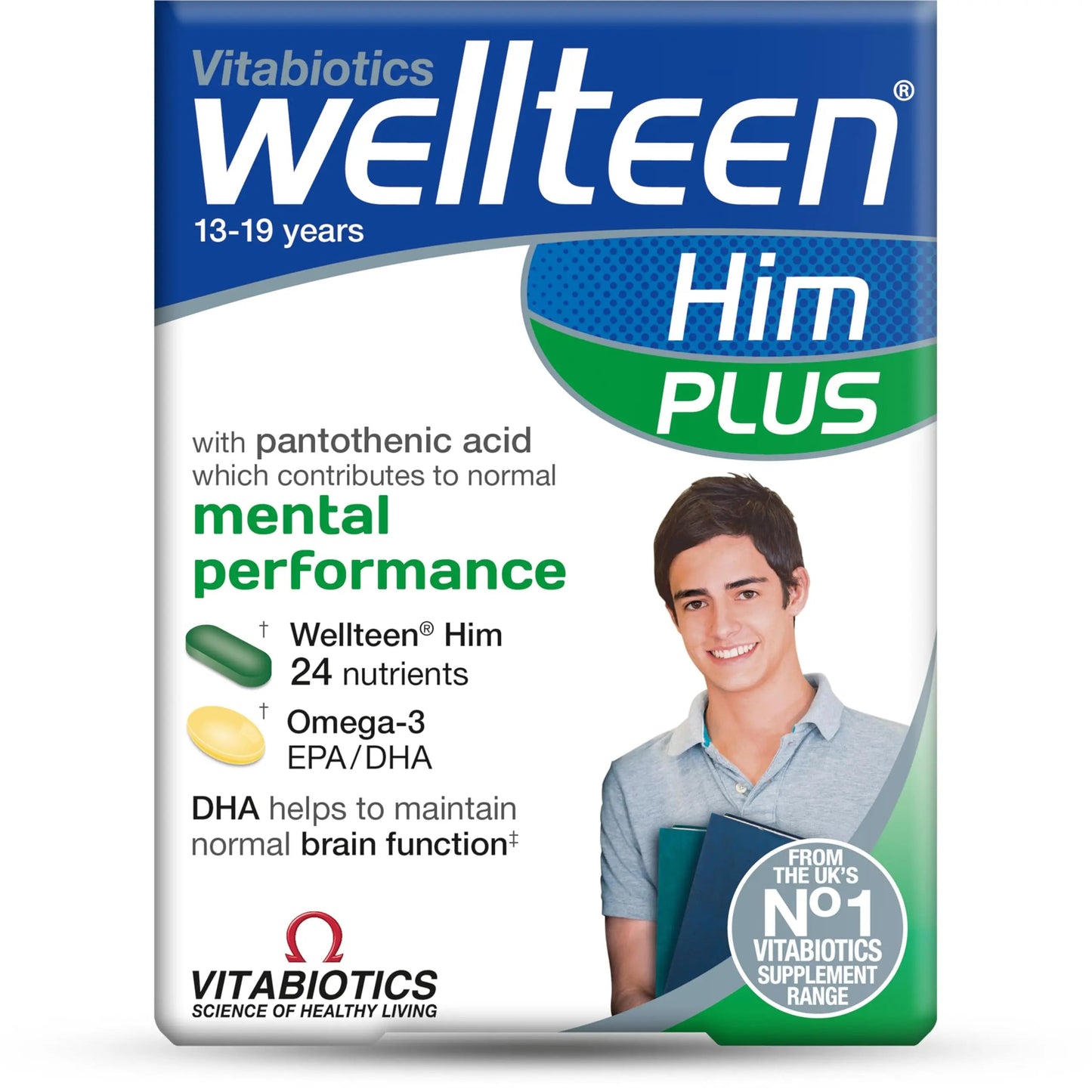Vitabiotics Wellteen Him Plus Omega-3 - Maximum Nutritional Support for Teenagers and Young Men Ages 13-19 - 56 Tablets and Capsules WellteenBuy Supplements Australia