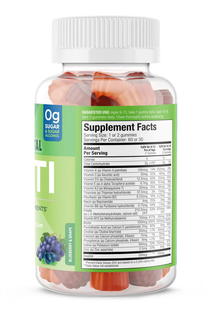 SUKU Teen Boy Multivitamin Gummies – Vitamins A, B12, C, D3, E, Zinc & Biotin – Sugar-Free Vegetarian Supplement SUKU