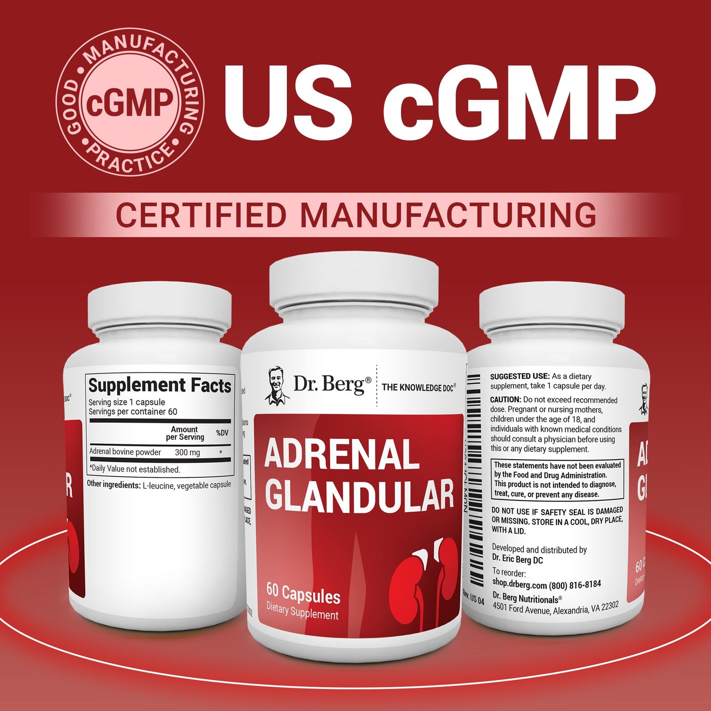 Dr. Berg Adrenal Glandular - Hormone Balance Formula That Supports Healthy Adrenal Function - Adrenal Support Supplement - 60 Capsules Dr. Berg NutritionalsBuy Supplements Australia