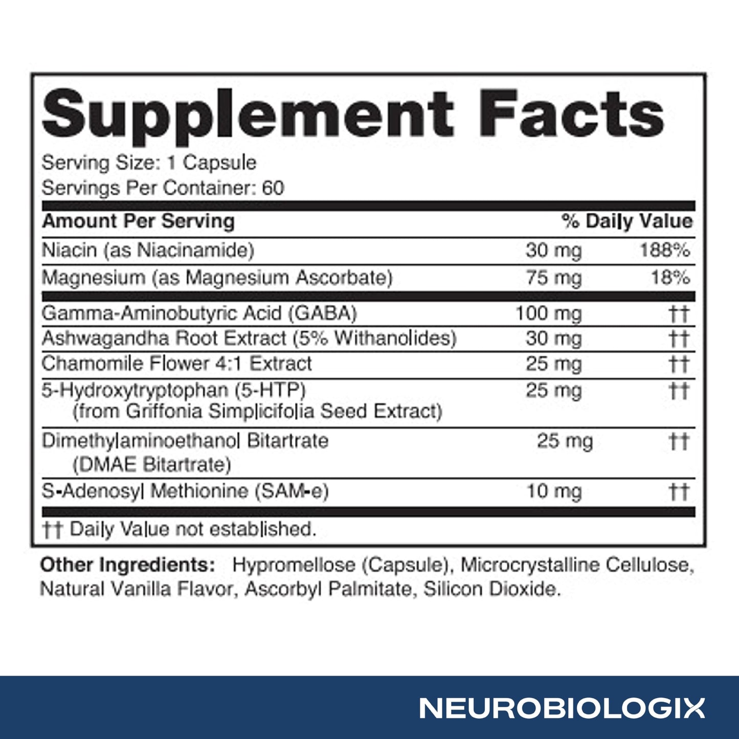 Neurobiologix Mood Plus for Men and Women, Mood & Stress Support Supplement with GABA, 5-HTP, Ashwagandha, Magnesium & Chamomile for Emotional Balance, Relaxation & Serotonin Support, 60 Capsules NeurobiologixBuy Supplements Australia
