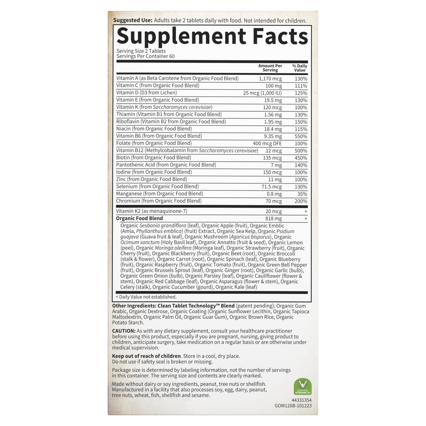 Garden of Life Organics Whole Food Multivitamin for Men, 120 Tablets, Vegan Mens Vitamins and Minerals for Health and Well-Being, Certified Organic Vegan Multi Garden of LifeBuy Supplements Australia